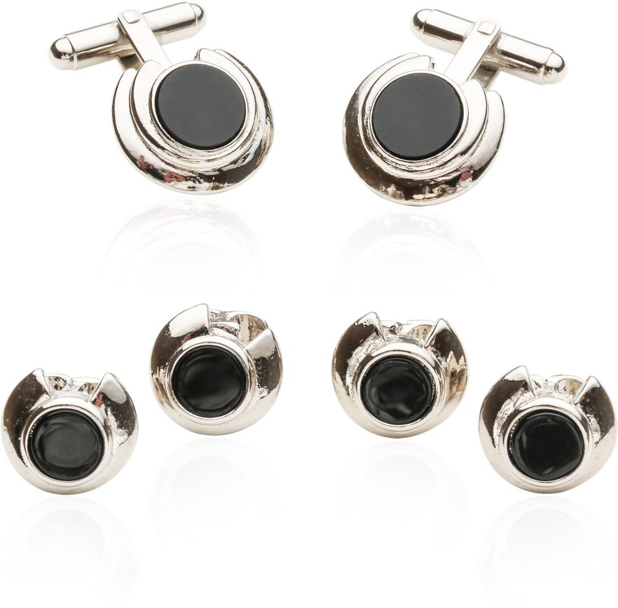 Art Deco Onyx and Silver Formal Set :: Cufflinks and Studs :: Wedding ...
